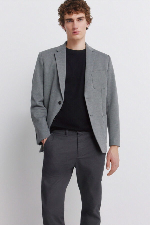 Springfield Micro-printed slim fit chinos grey