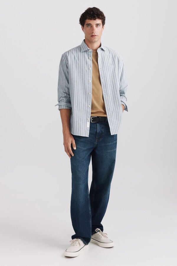 Springfield Chemise oxford &agrave; rayures bleu