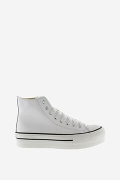 Springfield Faux leather high-top platform trainers blanc