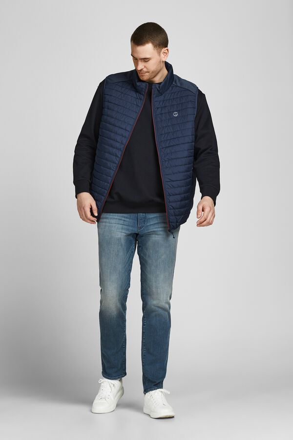 Jack & Jones PLUS Puffer gilet with hood blue