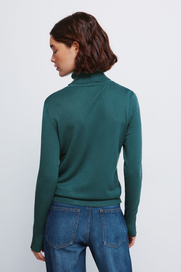Springfield high neck jumper with buttons and cuffs green