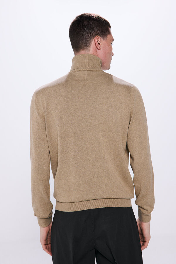 Springfield Jersey básico cuello alto beige medio