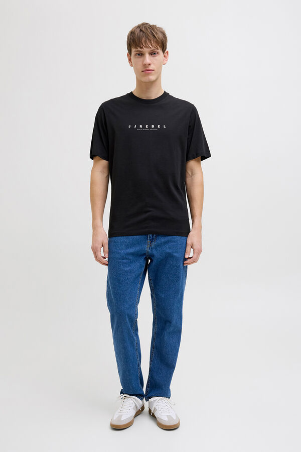 JJ REBEL kurz&auml;rmelig T-Shirt mit schlichtem Logo Schwarz
