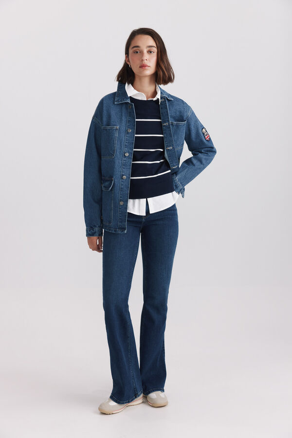 Springfield Basic fine knit buttoned jumper blue