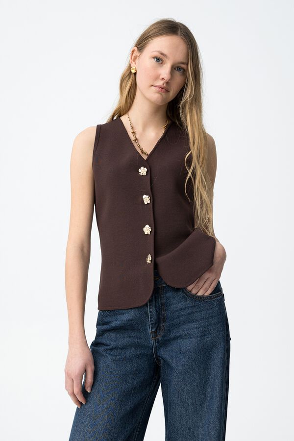 Tiffosi Camisa slim com bot&otilde;es castanho