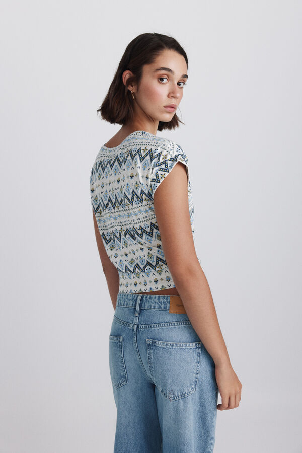 Springfield Printed shoulder button T-shirt printed