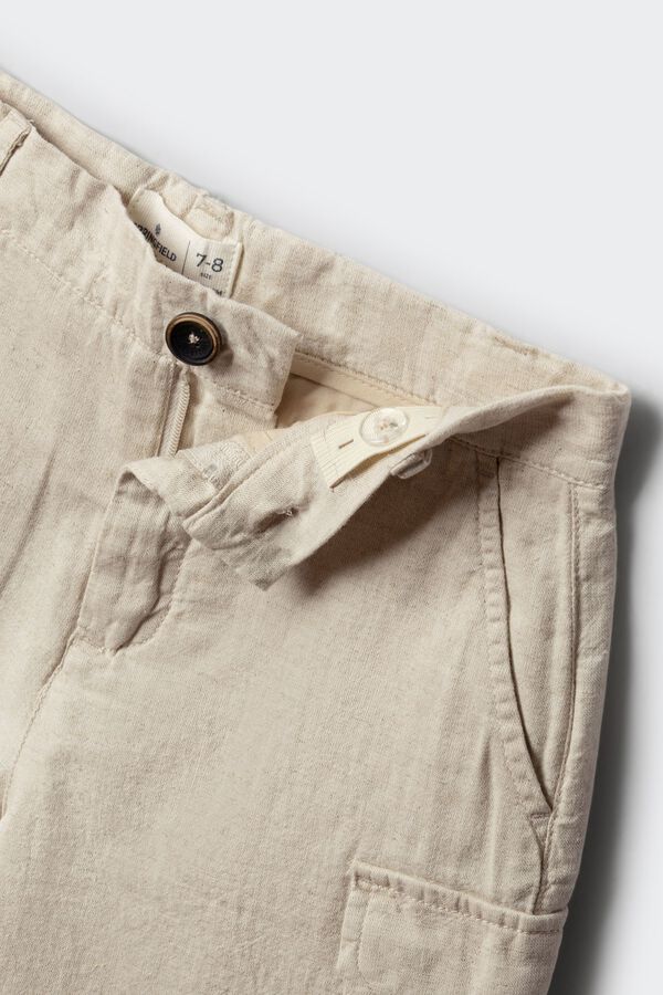 Springfield Kids Bermuda cargo em linho para menino branco