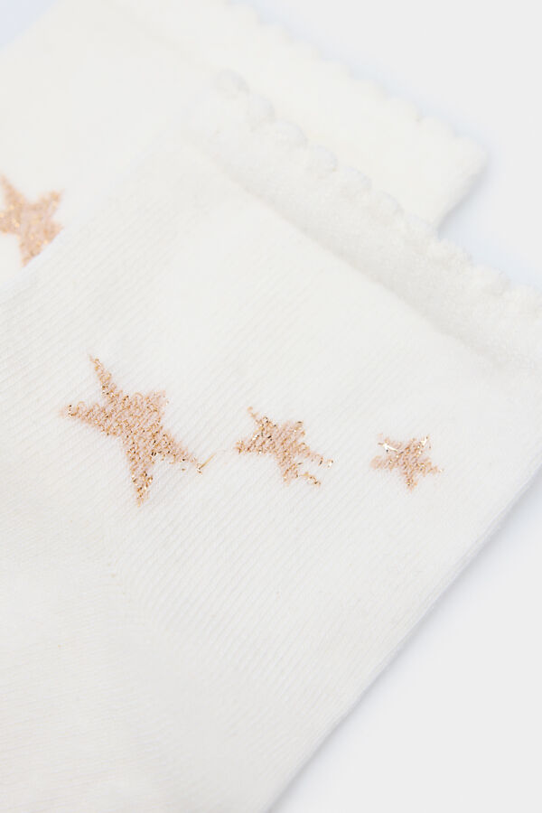 Springfield Calcetín corto estrellas lurex beige