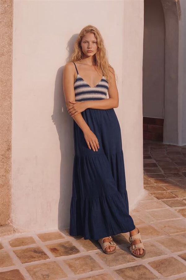 Springfield Crochet strap dress blue