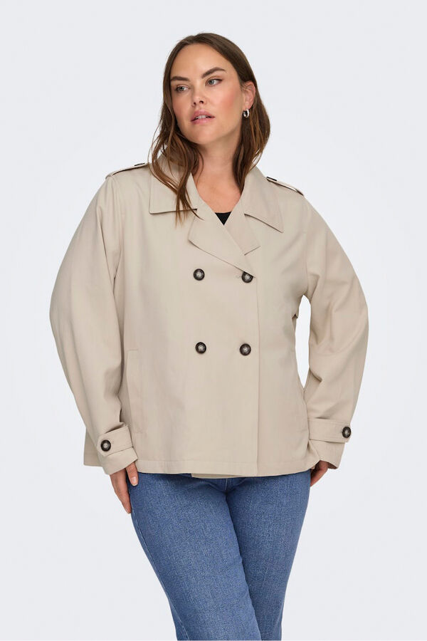 Only Carmakoma Gabardina corta talla grande beige