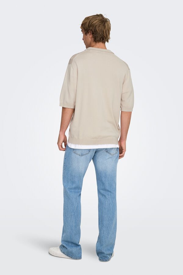 Only & Sons Polo de malha manga curta bege