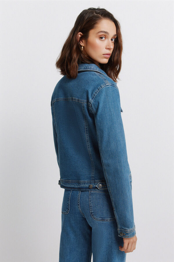 Springfield Blus&atilde;o denim em algod&atilde;o azul