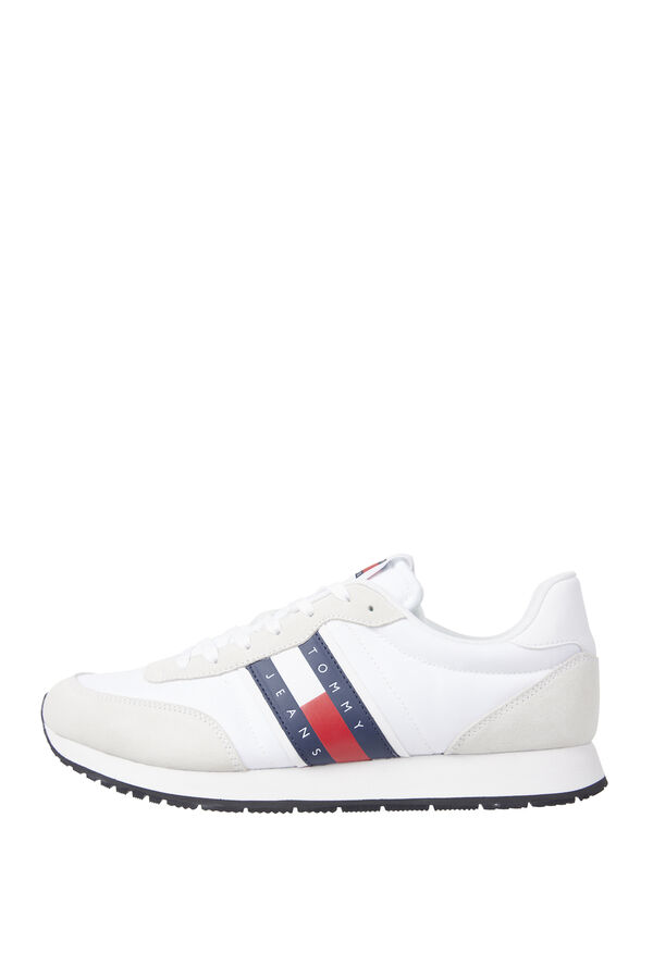 Springfield Men's Tommy Jeans runner trainer with flag bijela