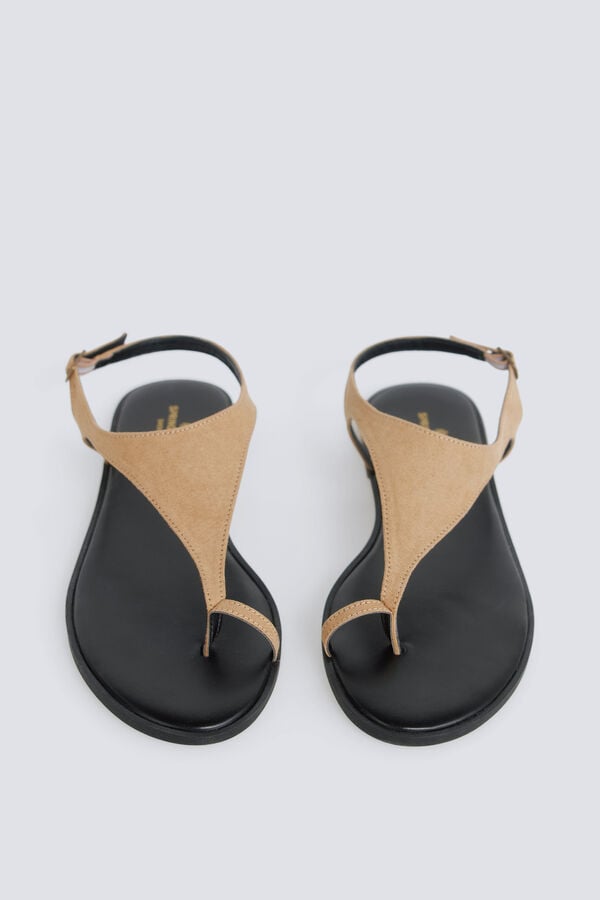 Springfield Suede-effect toe post sandal brown