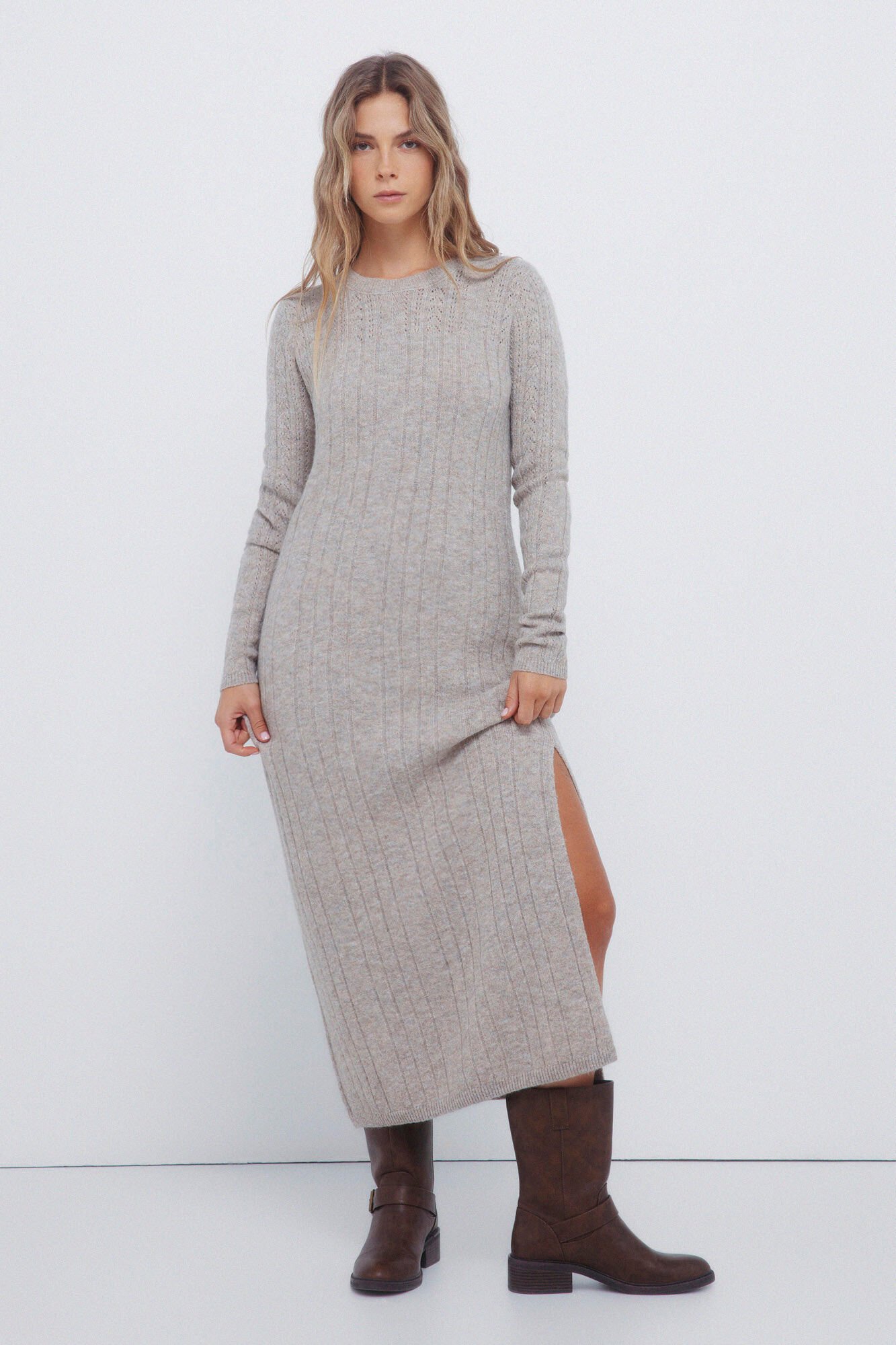 Springfield Pointelle jersey-knit midi dress