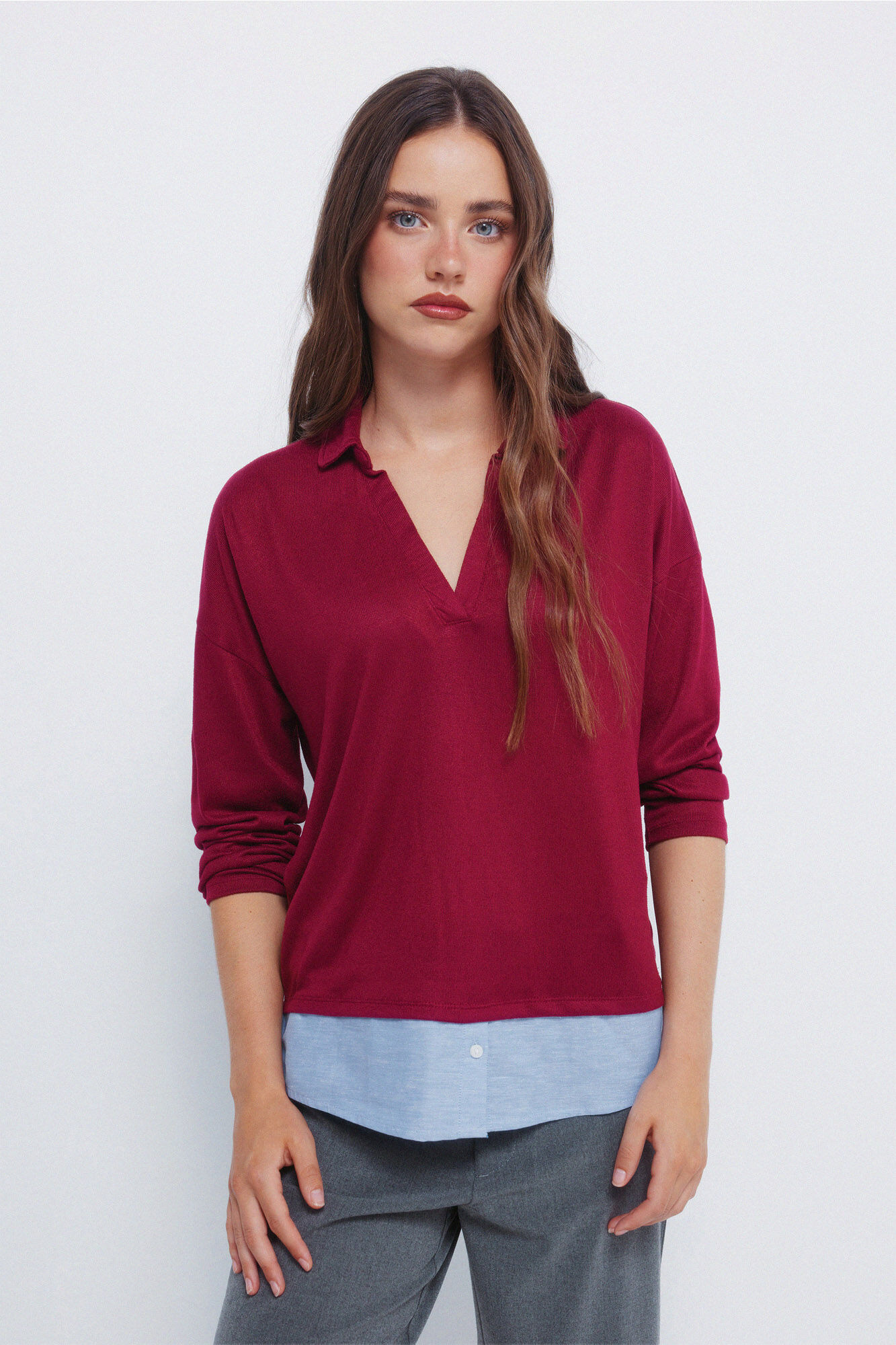 Springfield Combined cut jersey-knit polo shirt