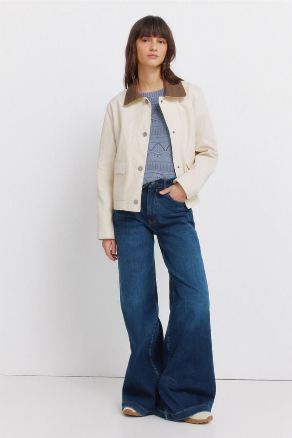 Springfield Pointelle jersey-knit jumper blue