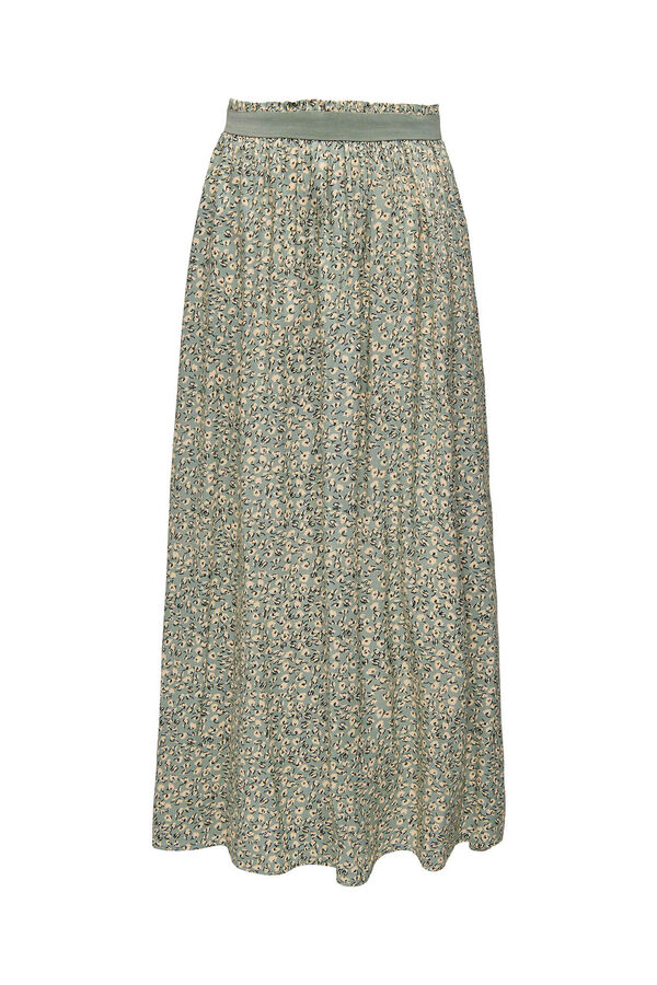Springfield Long printed skirt with elasticated waistband green