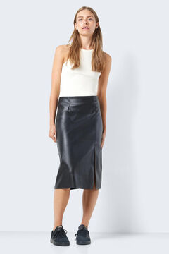 Noisy May Faux leather midi skirt