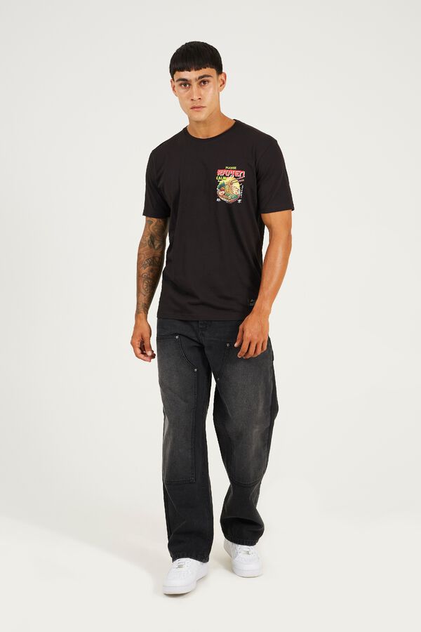Brave Soul Oriental print short sleeve T-shirt black
