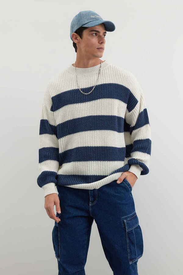 Trendyol Jersey de punto de rayas azul