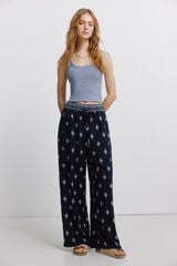 Springfield Printed rustic drawstring trousers blue