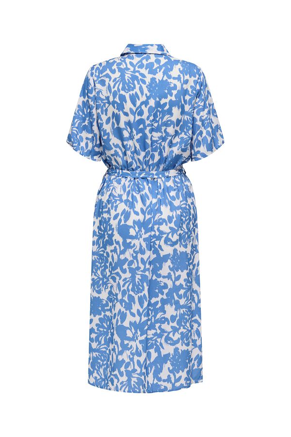 Only Vestido midi camisero azul