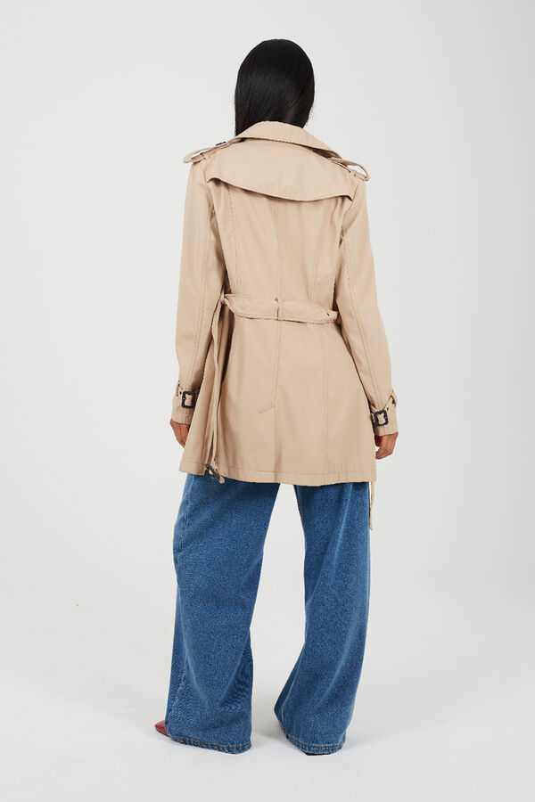 Brave Soul Trench coat with belt and buttons brown