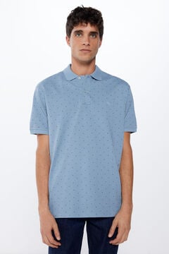 Springfield Piqué Poloshirt Print Regular Fit Blau