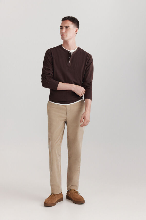 Springfield Double long sleeve Henley T-shirt nude