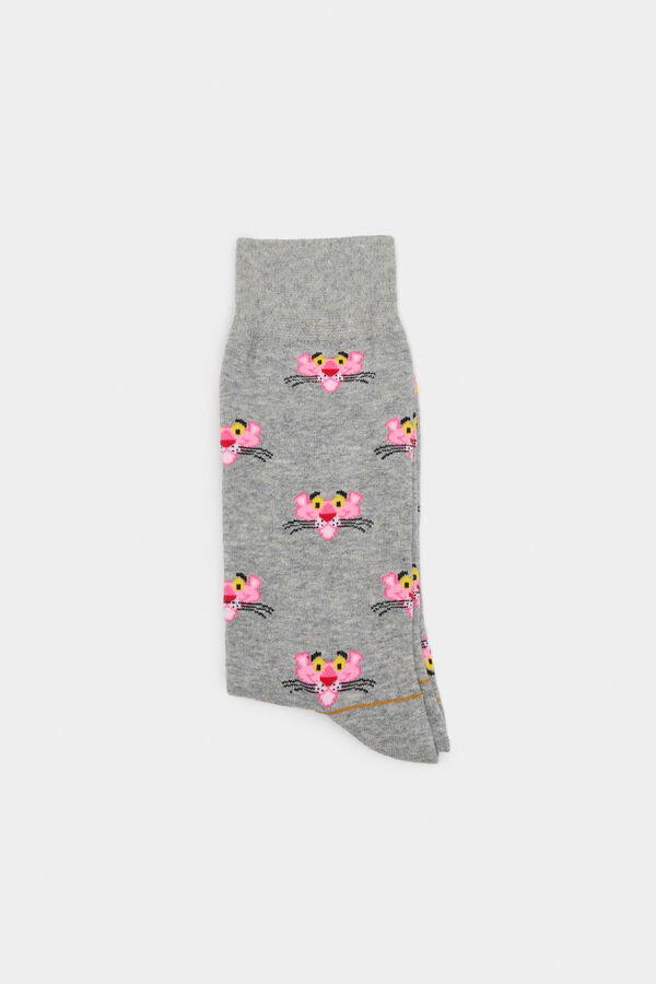 Springfield Calcet&iacute;n alto Pantera Rosa gris