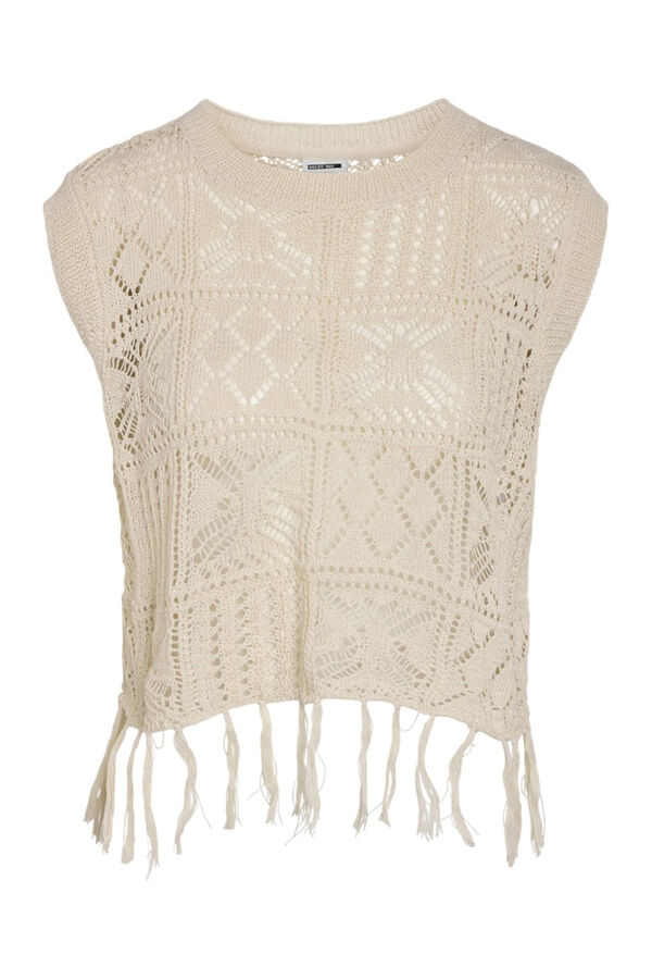 Noisy May Knitted top with fringes brown