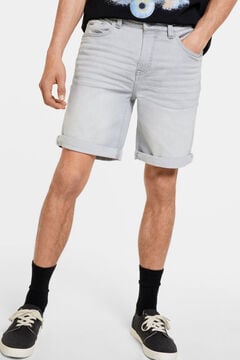 Springfield Grey slim fit medium wash denim Bermuda shorts gray