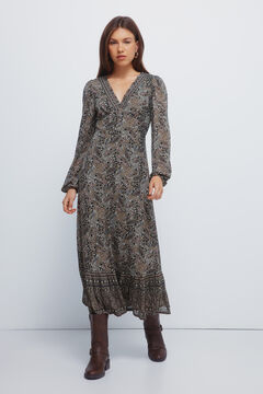 Springfield Vestido midi com borda paisley verde