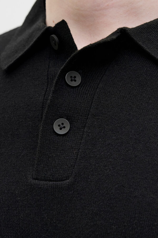 JJ REBEL Kurzarm-Strick-Poloshirt Schwarz