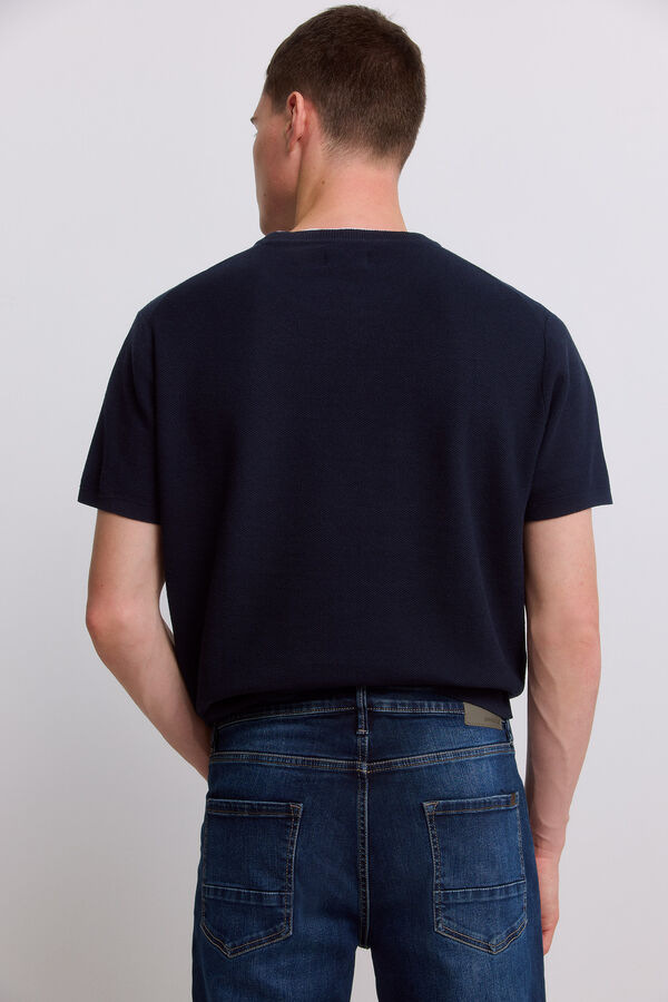 Springfield Knit structure T-shirt blue