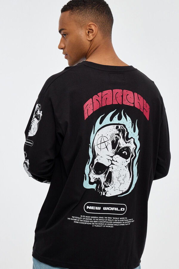 Inside Camiseta Estampado Calavera negro