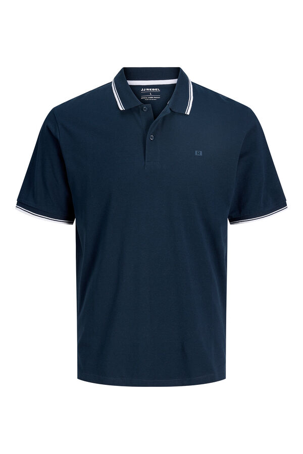 JJ REBEL Polo regular fit punto piqu&eacute; azul