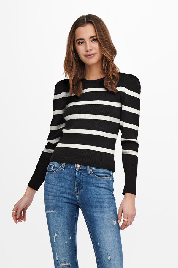 Springfield Lightweight jersey-knit jumper with a round neck crna