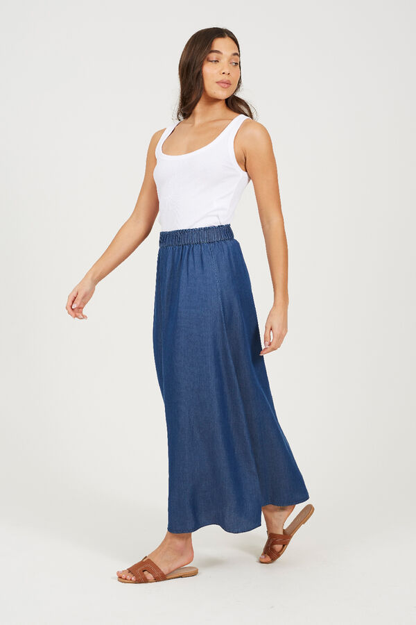 Brave Soul Saia midi com cintura el&aacute;stica azul