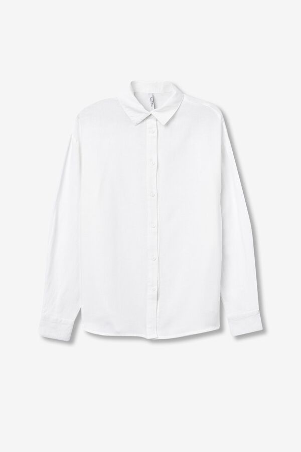 Tiffosi Relaxed long sleeve shirt in ecru beige