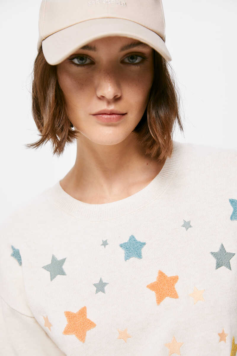 Springfield Two-material stars jumper grey