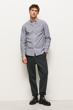 Springfield Slim fit checked cotton shirt. navy