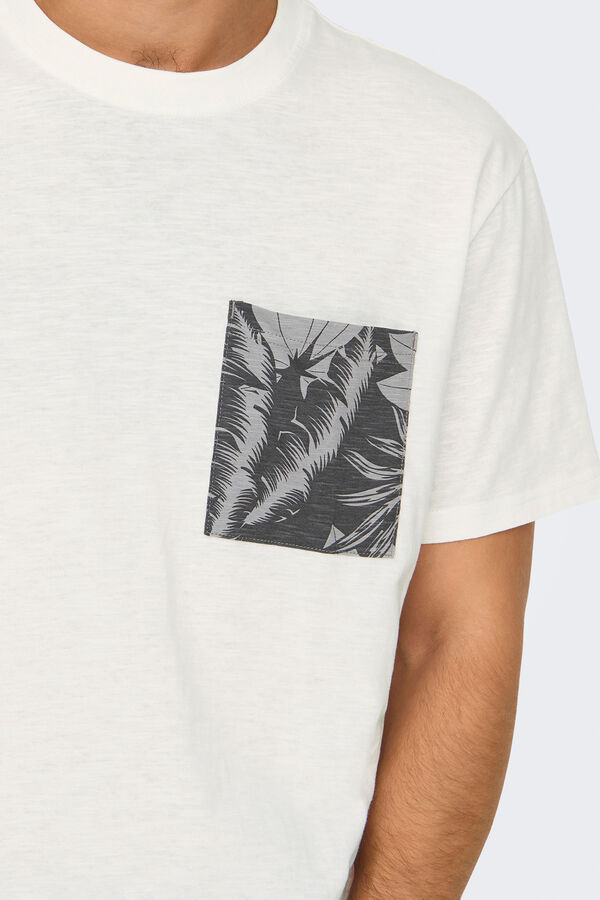 Only & Sons Camiseta manga corta bolsillo blanco