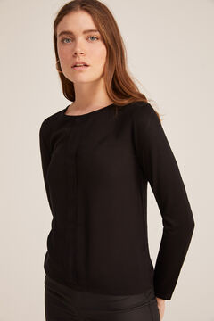 Springfield Two-material pleated T-shirt black