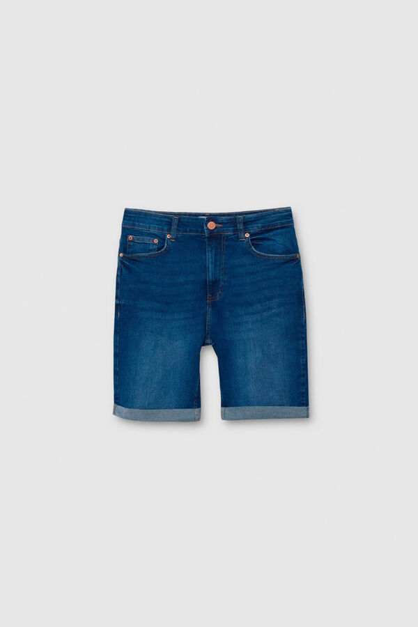 Inside Bermuda denim slim azul