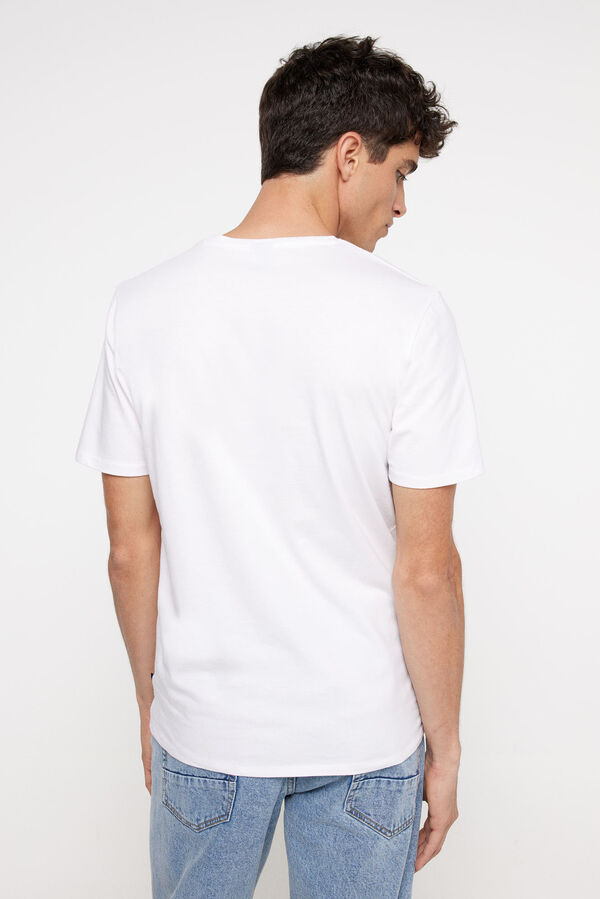 Springfield T-Shirt Rundhalsausschnitt Elasthan Weiß