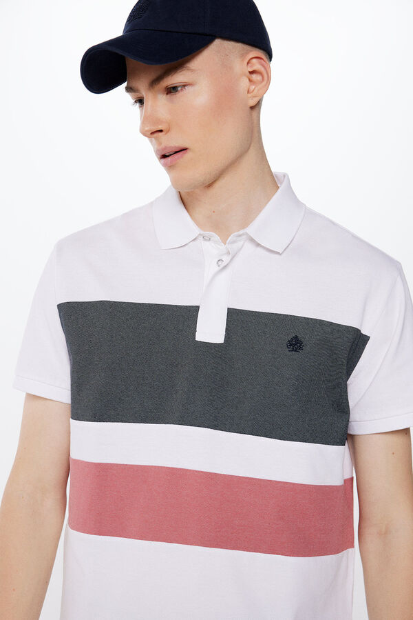 Springfield Polo majica piqué u color block stilu bela