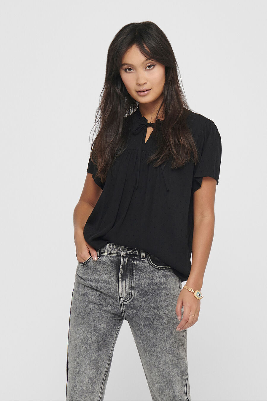 Blusa manga corta plumeti