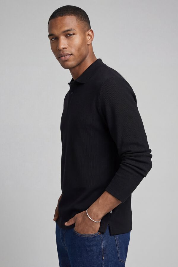 JJ REBEL Polo de algod&atilde;o de manga comprida preto